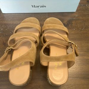 For Love & Lemons Marais Suede Brown Sandals New Size 9 MSRP $300